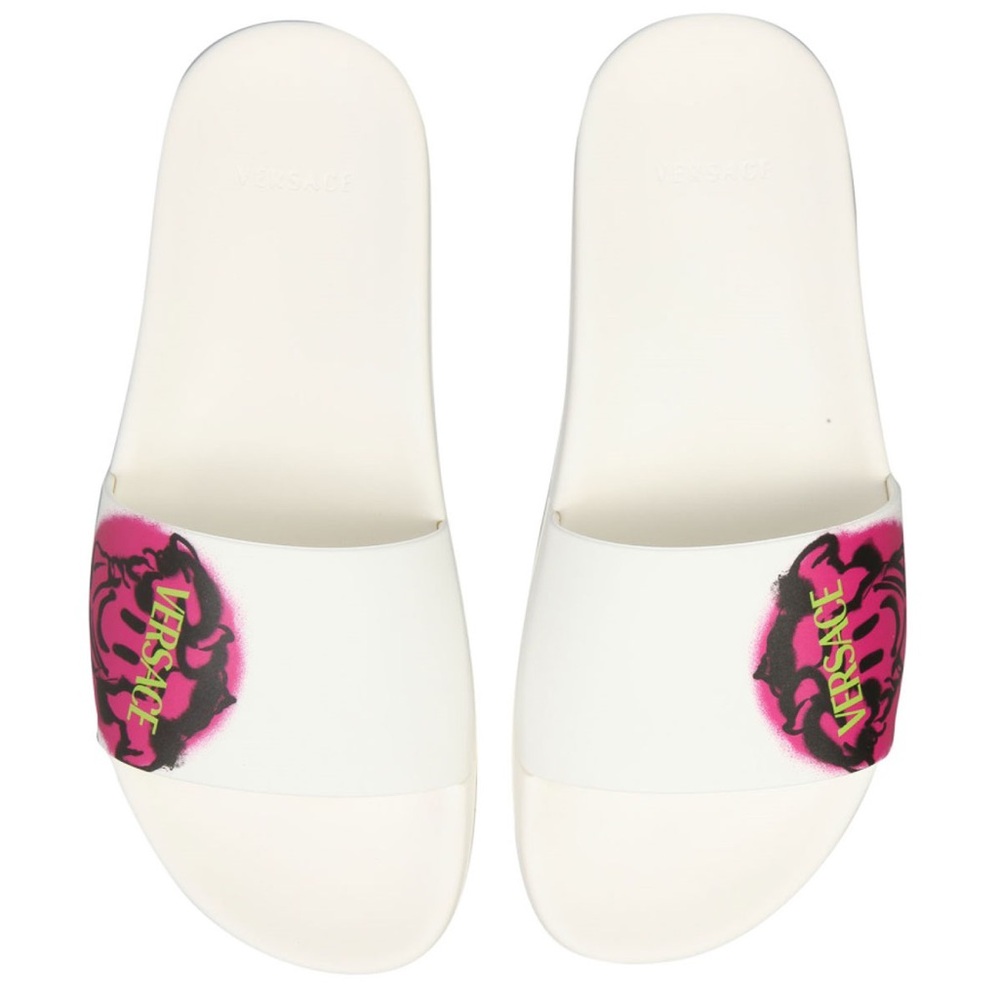 Versace White and Pink Slippers Casual Comfort
